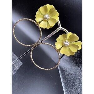 Yellow Metal Daisy Hoops